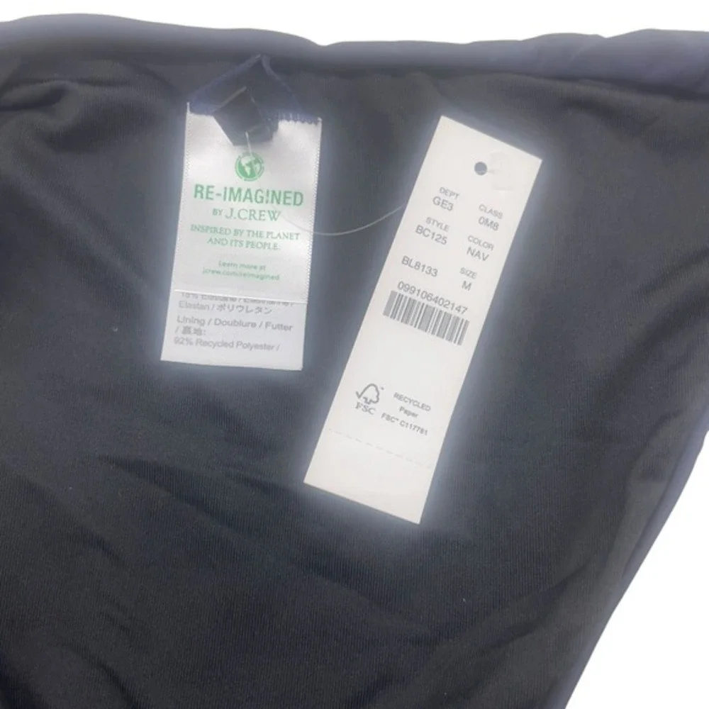 J Crew Curved Waist Bikini Bottom Navy‎ Blue Cheeky Size Medium BC125 New